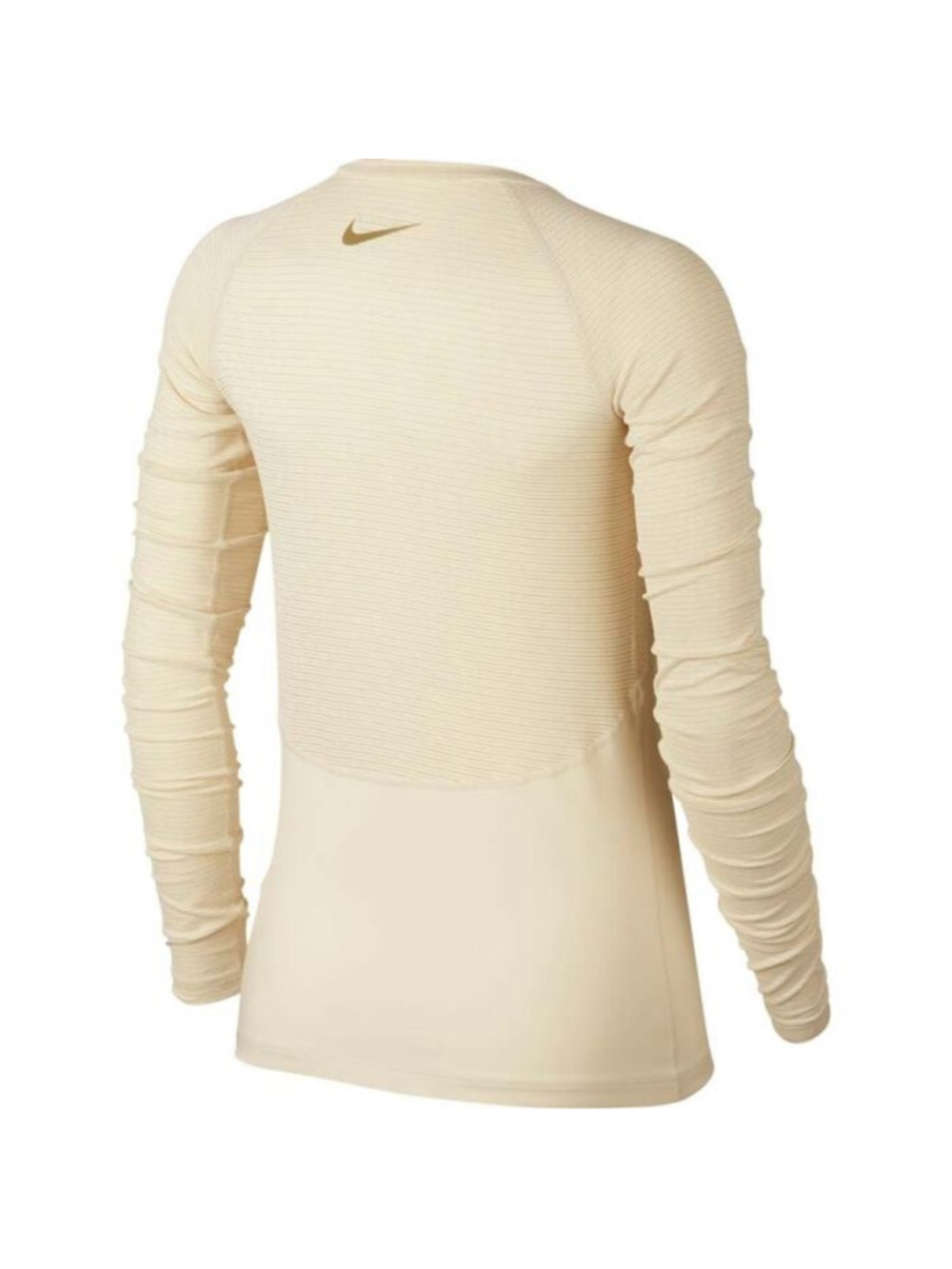 Women's Nike Long Sleeve Tee M White Gold Striped Mock Neck like new